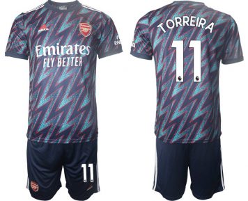 Herren Ausweichtrikot FC Arsenal 2021/22 Torreira 11# blau/rot + Kurze Hosen