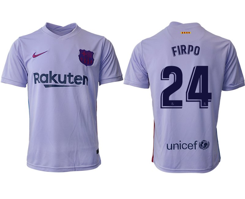 Herren Fußballtrikot FC Barcelona 2021/22 Auswärtstrikot lila/gelb mit Aufdruck FIRPO 24