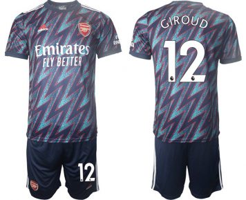 Herren Günstige Ausweichtrikot FC Arsenal 21/22 Giroud 12# blau + Kurze Hosen