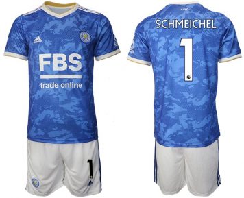 Herren LCFC Kasper Schmeichel 1# Heimtrikot 2021/22 Trikotsatz Kurzarm + Kurze Hosen