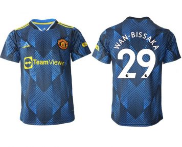 Herren Manchester United 21/22 Ausweichtrikot blau mit Aufdruck Wan-Bissaka 29
