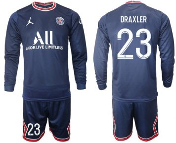 Herren Paris Saint-Germain 2021-22 Heim Trikot Draxler 23# Langarm + Kurze Hosen