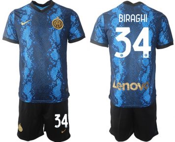 Inter Mailand Cristiano Biraghi #34 Kit Herren Heimtrikot Trikotsatz Kurzarm + Kurze Hosen