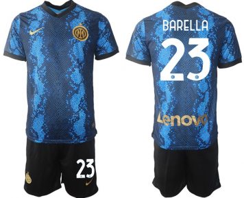 Inter Mailand Nicolo Barella #23 Heimtrikot Trikotsatz Kit Blau Schwarz