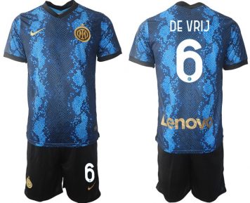 Inter Mailand Stefan de Vrij #6 Fußballtrikots Offizielles Set 2021/22 Heim Trikot