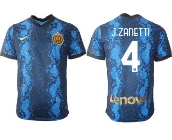 Inter Milan Javier Zanetti Nummer 4 Herren Heimtrikot 21/22 Fußballtrikots Kurzarm