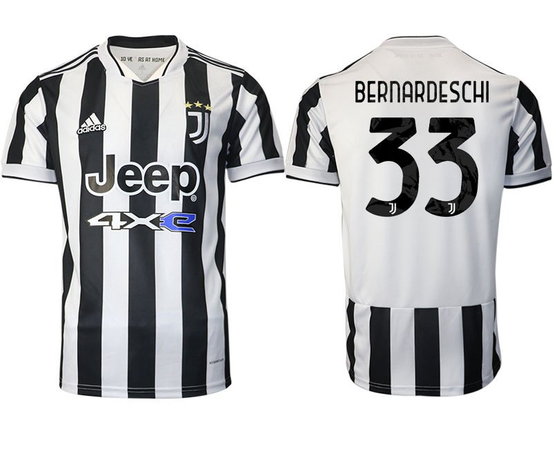 Juventus Turin Heimtrikot 2021/22 Kurzarm Weiss/Schwarz mit Aufdruck Bernardeschi 33