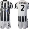 Juventus Turin Heimtrikot Set 2021-2022 schwarz weiss mit Aufdruck De Sciglio 2