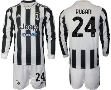 Juventus Turin Rugani 24# Herren 21/22 Fußballtrikots weiß/schwarz + Kurze Hosen