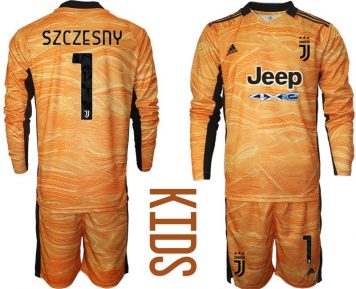 Kinderheim Trikot Juventus 2021/22 Orange Torwart Langarm Szczesny #1