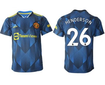 Manchester United 2021/22 3 Herren Trikot blau mit Aufdruck Henderson 26