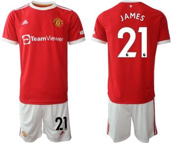 Manchester United 2021/22 Herren Fußballtrikot James 21 Heim Trikotsatz rot im Sale