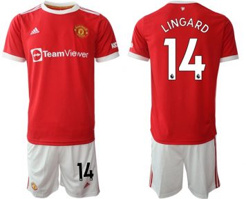 Manchester United 2021/22 Herren Fußballtrikot Lingard 14 Heim Trikotsatz rot/weiß