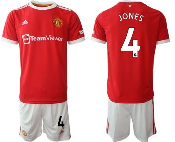 Manchester United 2021/22 Herren Heim Trikotsatz Jones 4 rot/weiß im sale