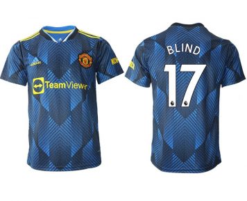 Manchester United Ausweichtrikot 2021-22 blau mit Aufdruck Blind 17