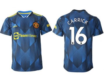 Manchester United Ausweichtrikot 2021-22 blau mit Aufdruck Carrick 16