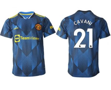 Manchester United Ausweichtrikot 2021-22 blau mit Aufdruck Cavani 21