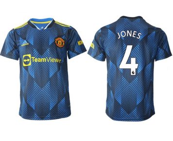Manchester United Ausweichtrikot 2021-22 blau mit Aufdruck Jones 4