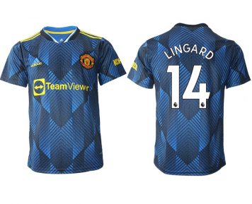 Manchester United Ausweichtrikot 2021-22 blau mit Aufdruck Lingard 14