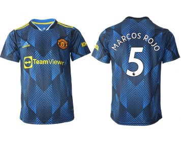 Manchester United Ausweichtrikot 2021-22 blau mit Aufdruck Marcos Rojo 5