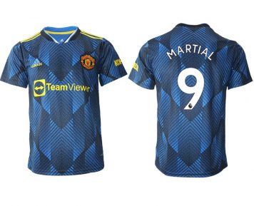 Manchester United Ausweichtrikot 2021-22 blau mit Aufdruck Martial 9