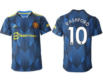 Manchester United Ausweichtrikot 2021-22 blau mit Aufdruck Rashford 10
