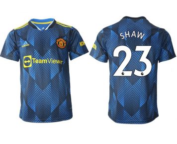 Manchester United Ausweichtrikot 2021-22 blau mit Aufdruck SHAW 23