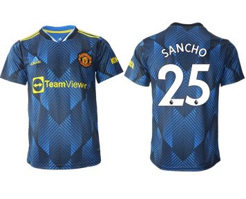 Manchester United Ausweichtrikot 2021-22 blau mit Aufdruck Sancho 25