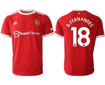 Manchester United B.Fernandes 18 Herren Heimtrikot 2021-22 Rot Kurzarm