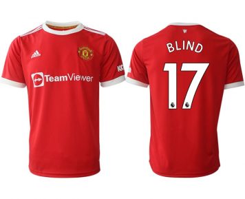 Manchester United Blind 17 Herren Heimtrikot 2021/22 Rot Fußballtrikots Kurzarm