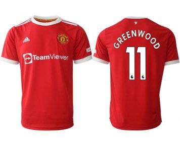 Manchester United Greenwood 11 Herren Home 2021/22 Rot Fußballtrikots Kurzarm