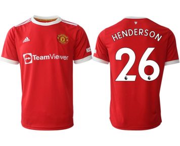 Manchester United Henderson 26 Herren Heimtrikot 2021-22 Rot Kurzarm