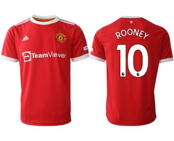 Manchester United Rooney 10 Herren Home 2021/22 Rot Fußballtrikots Kurzarm