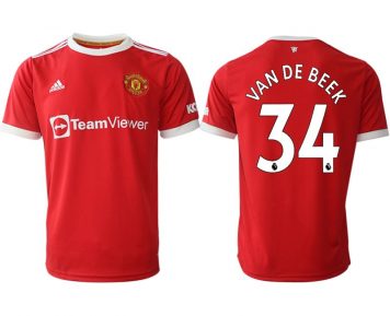 Manchester United VAN DE BEEK 34 Herren Heimtrikot 2021/22 Rot günstig kaufen