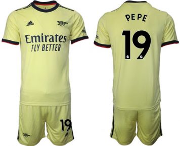 PEPE 19# Trikotsatz Gelbe FC Arsenal London Trikots Auswärts 2021/22 + Kurze Hosen