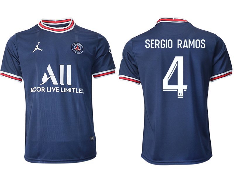 PSG Heimtrikot 2021-22 Herren Fußballtrikot mit Aufdruck Sergio Ramos 4