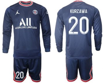 Paris Saint-Germain 21/22 Herren Heim Langarm + Kurze Hosen mit Aufdruck Kurzawa 20