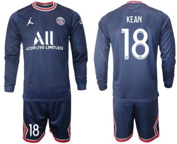 Paris Saint-Germain 21/22 Kean 18# Herren Heim Langarm + Kurze Hosen dunkelblau