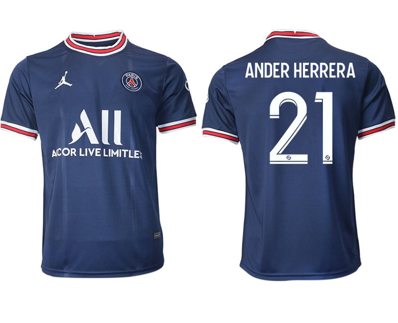 Paris Saint Germain Heimtrikot 2021/22 dunkelblau/weiß mit Aufdruck Ander Herrera 21