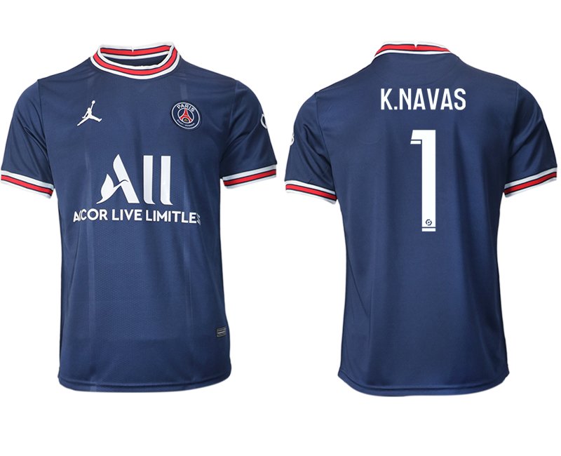 Paris Saint Germain Heimtrikot 2021/22 dunkelblau/weiß mit Aufdruck K.Navas 1