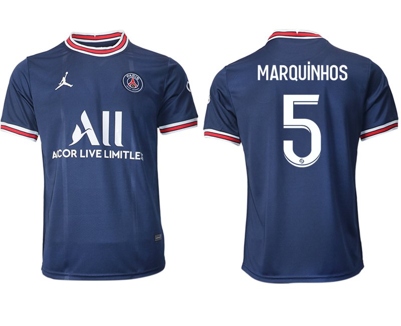 Paris Saint Germain Heimtrikot 2021/22 dunkelblau/weiß mit Aufdruck Marquinhos 5