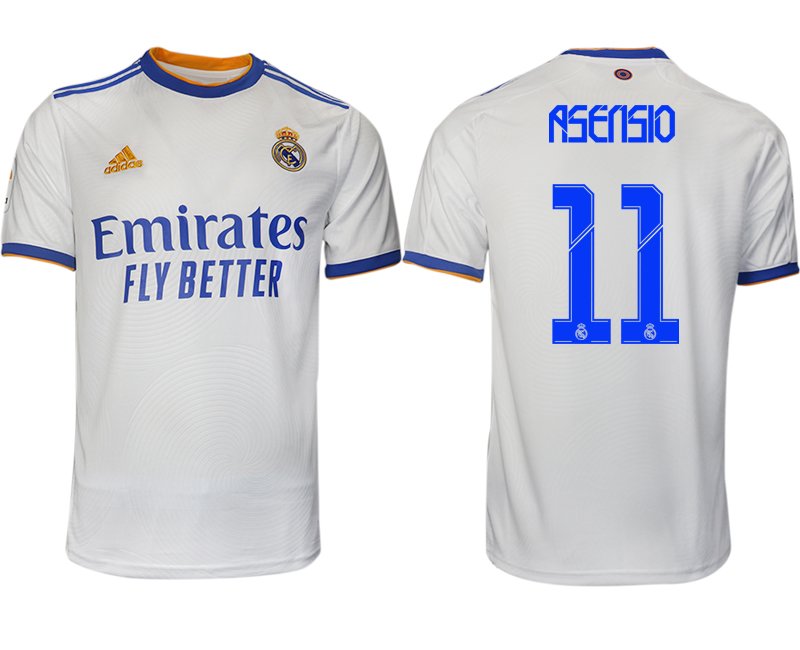 Real Madrid Heimtrikot 2021-22 weiß blau mit Aufdruck Asensio 11
