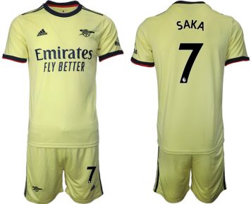 SAKA 7# Trikotsatz FC Arsenal Gelbe Trikots Auswärts 2021/22 + Kurze Hosen