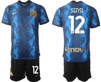 Stefano Sensi #12 Inter Mailand Heimtrikot 21/22 Trikotsatz Kurzarm + Kurze Hosen