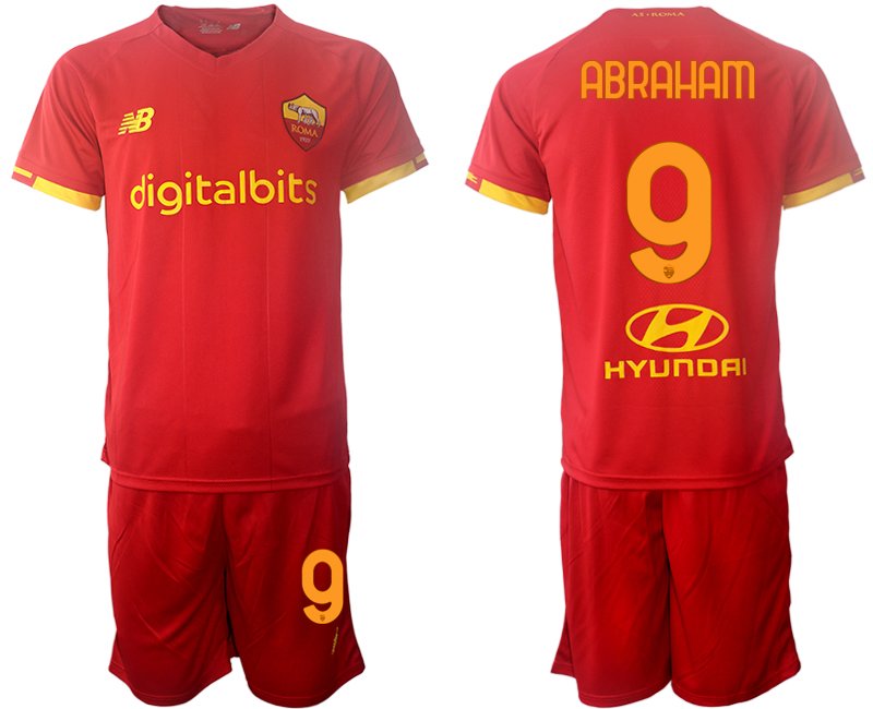 AS Roma 2021/22 Heimtrikot rot Trikotsatz Kurzarm + Kurze Hosen ABRAHAM 9