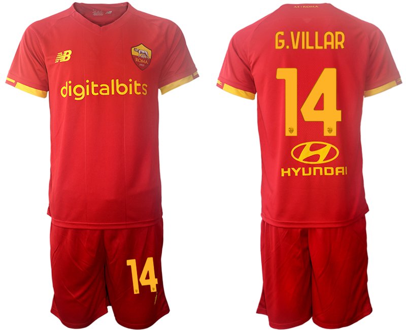 AS Roma 2021/22 Heimtrikot rot Trikotsatz Kurzarm + Kurze Hosen G.VILLAR 14