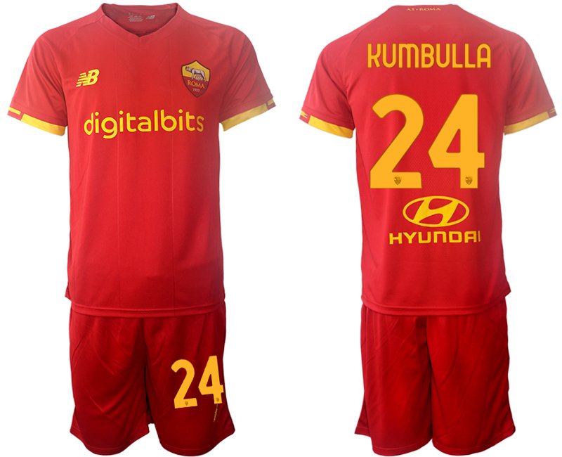 AS Roma 2021/22 Heimtrikot rot Trikotsatz Kurzarm + Kurze Hosen KUMBULLA 24