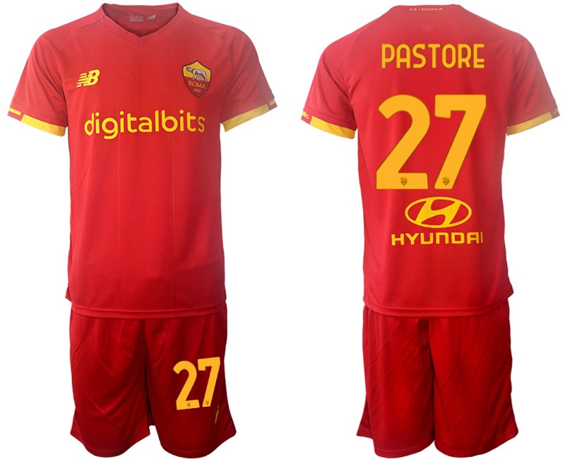 AS Roma 2021/22 Heimtrikot rot Trikotsatz Kurzarm + Kurze Hosen PASTORE 27