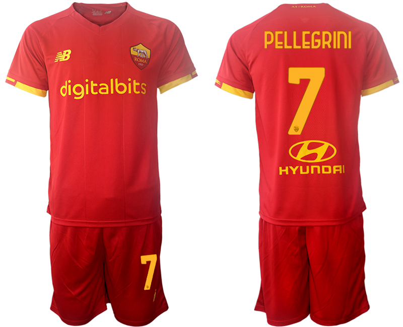 AS Roma 2021/22 Heimtrikot rot Trikotsatz Kurzarm + Kurze Hosen PELLEGRINI 7