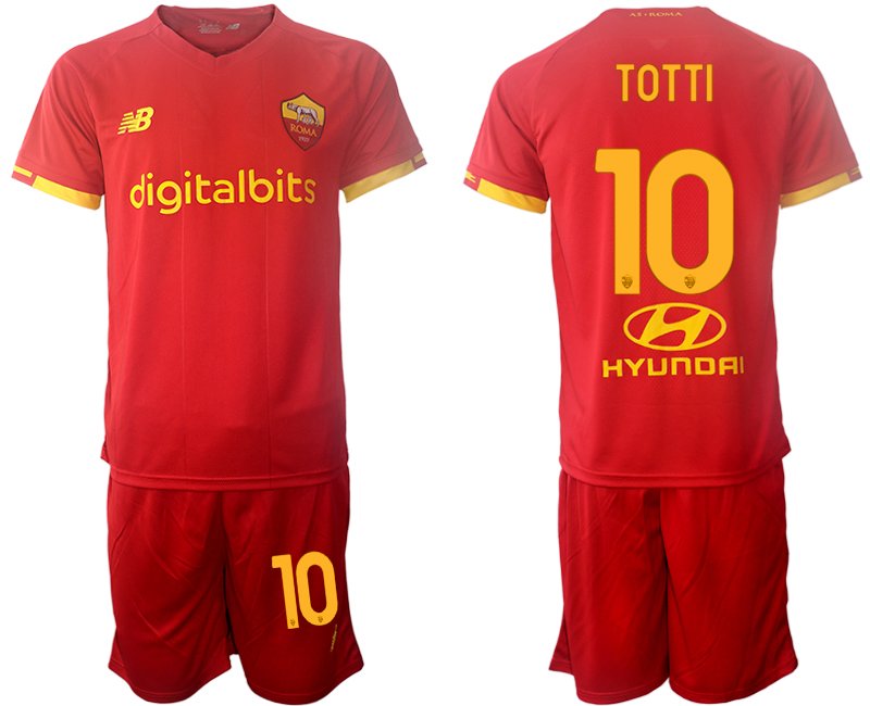 AS Roma 2021/22 Heimtrikot rot Trikotsatz Kurzarm + Kurze Hosen TOTTI 10